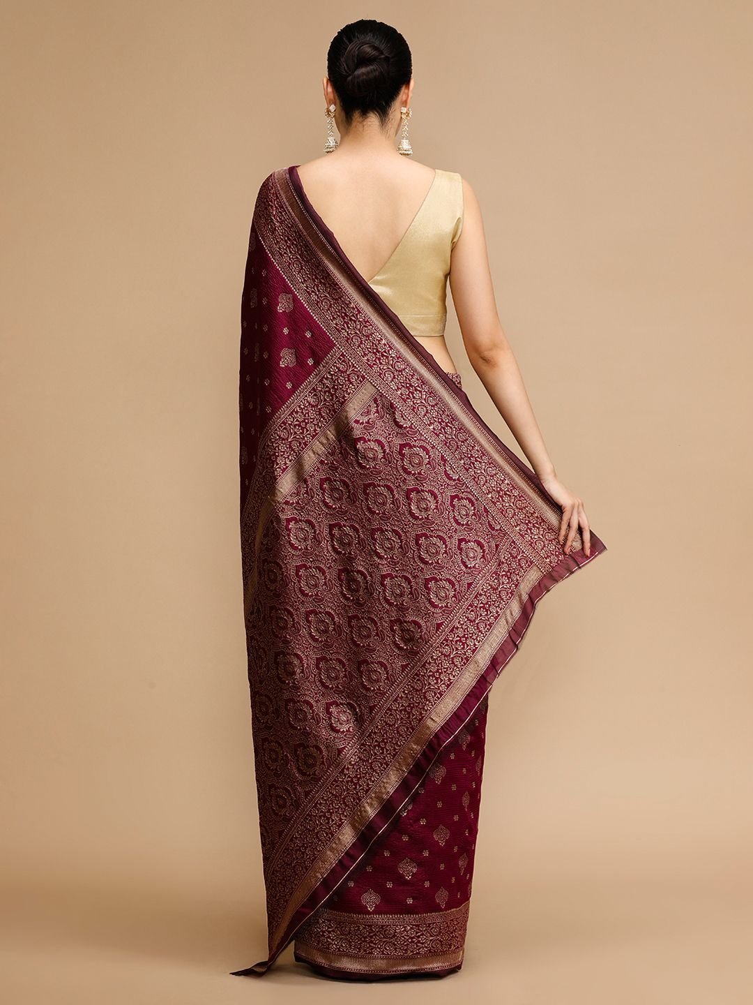 House of Pataudi Woven Design Banarasi Saree With Unstitched Blouse - Image 4