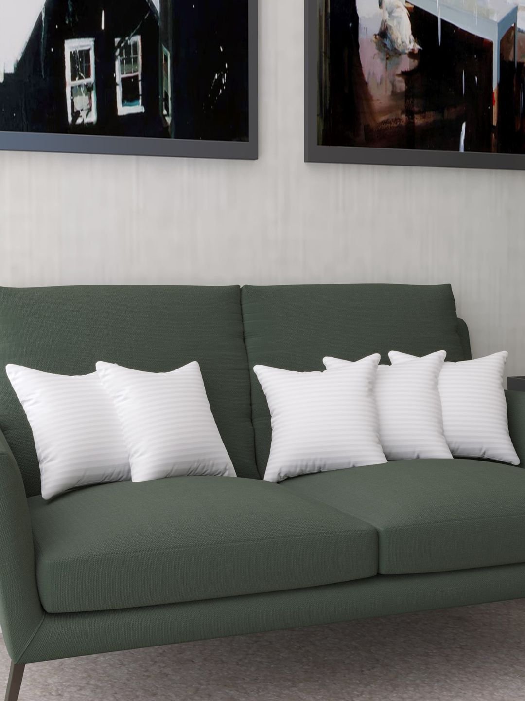 LA VERNE Set of 5 White Striped Cushion Fillers