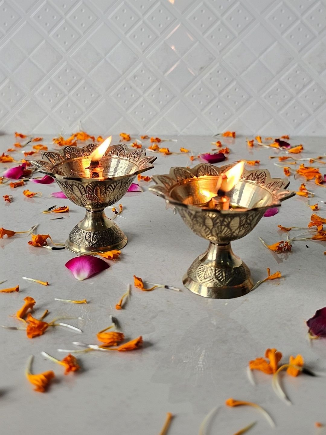 DARPAN KALA 2 Pieces Diyas Hand Etched Diwali Diyas - Image 2