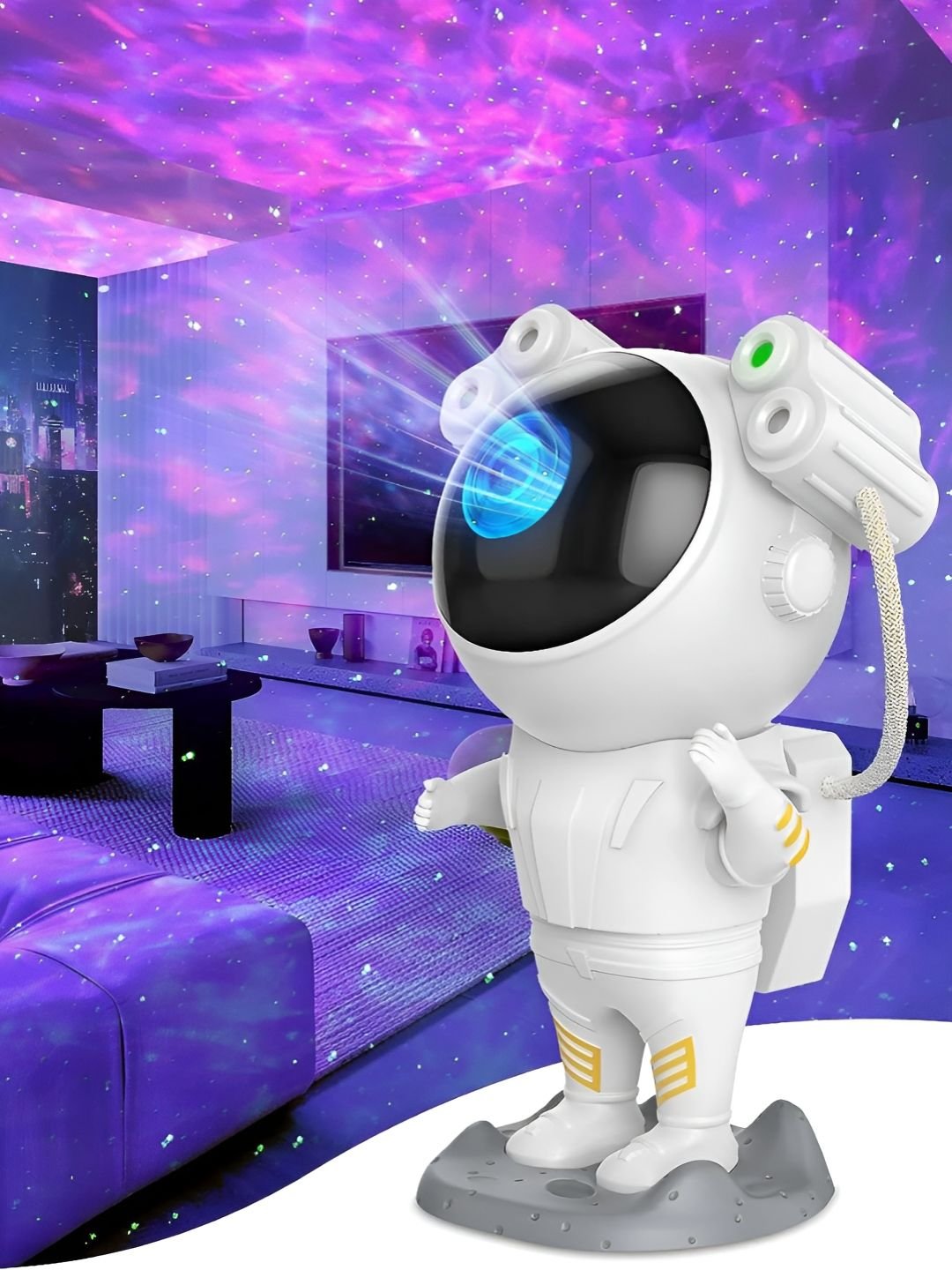 EarthCraft Astronaut Projector Lamp White Acrylic Table Lamp With Adjustable Cord & Bulb