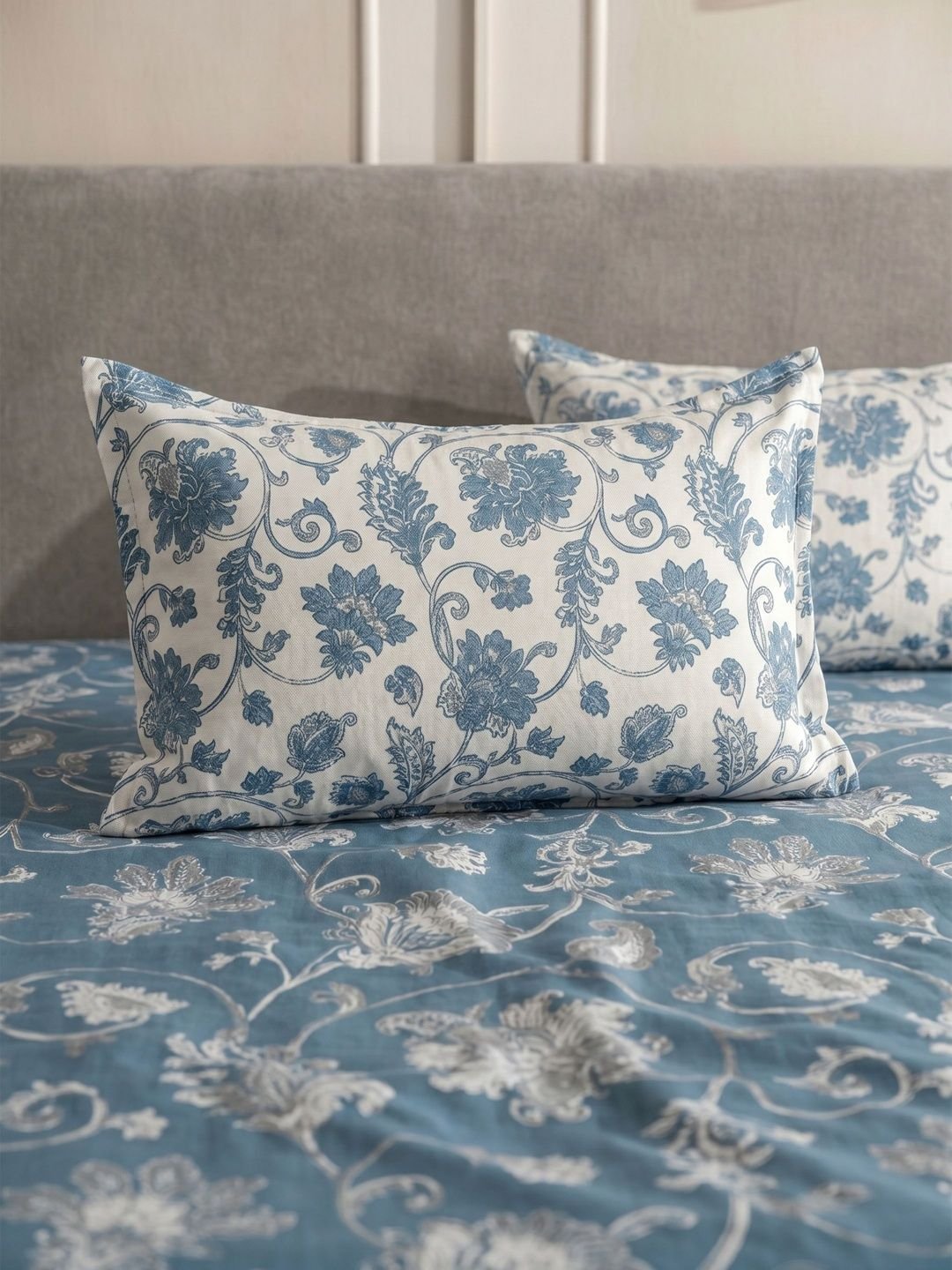 Blue Ethnic Motifs 144 TC Queen Bedsheet with 2 Pillow Covers - Image 2