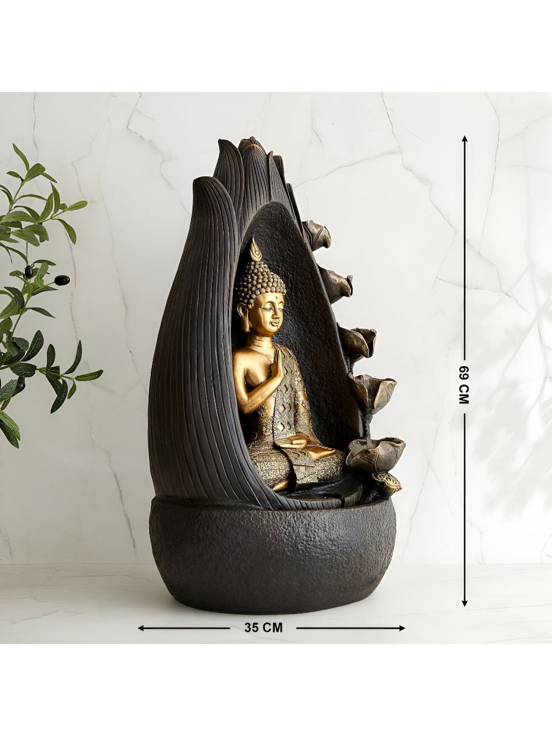 Home Centre Alpine Modern Grey Textured Buddha Water Fountain - Image 3