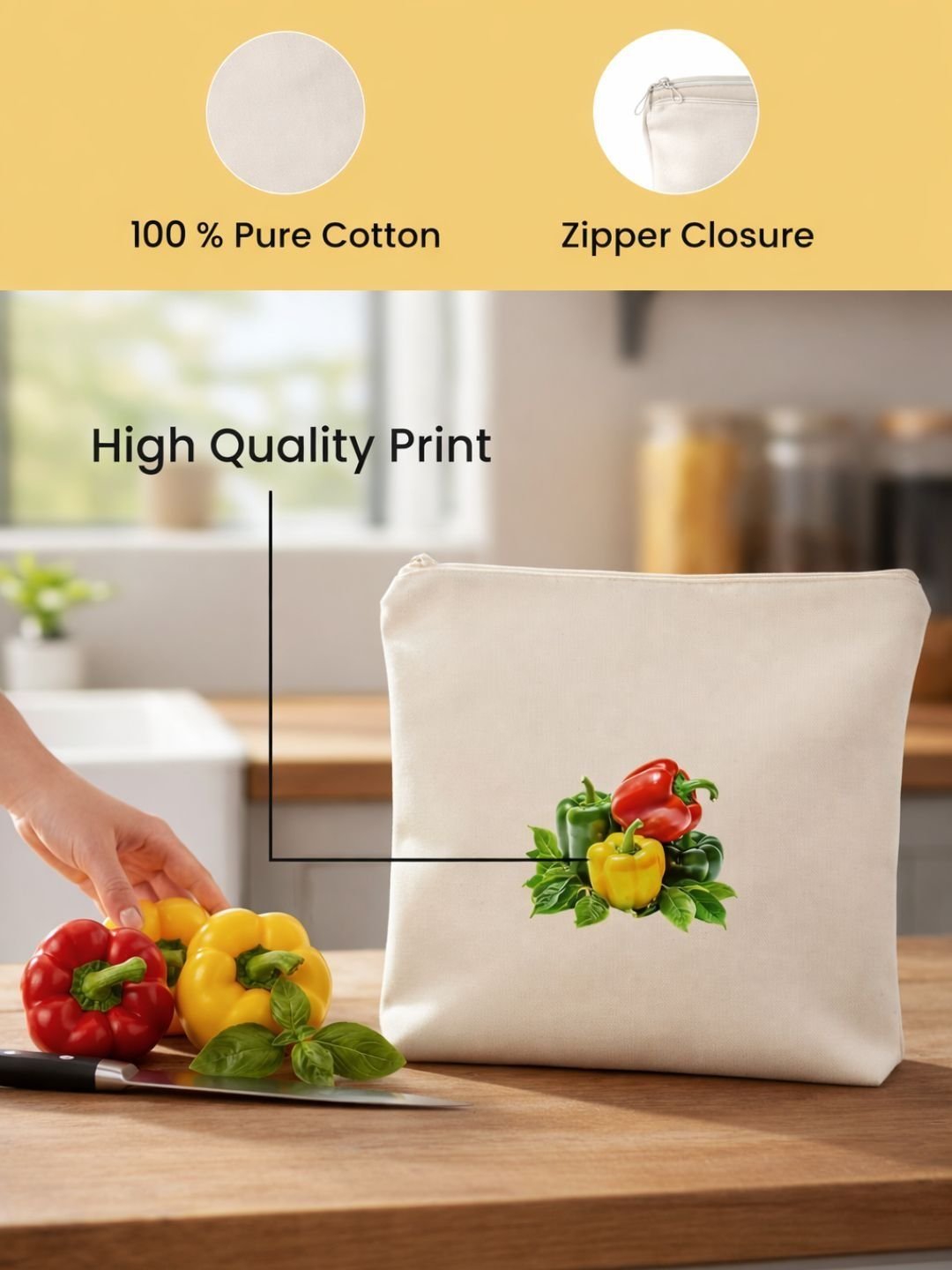 CUVLY 10 Pieces Reusable Cotton Vegetable Storage Bags For Fridge & Kitchen - Image 3