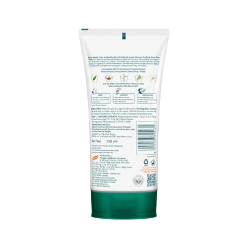Himalaya Purifying Neem Face Wash, 150 ml | Soap Free | Paraben, Phthalates free | Best for Acne Prone Skin | Eliminates Pimples - Image 2