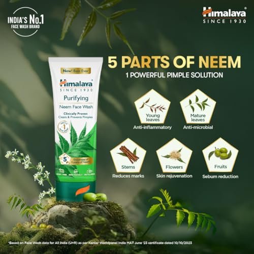 Himalaya Purifying Neem Face Wash, 150 ml | Soap Free | Paraben, Phthalates free | Best for Acne Prone Skin | Eliminates Pimples - Image 4