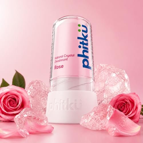 Phitku Crystal Roll On with Rose Extract | Natural Alum | Brightens Dark Underarms, Controls Body Odour | Fragrance-Free & Alcohol Free | Men & Women | 100g - Image 2