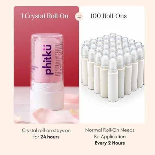 Phitku Crystal Roll On with Rose Extract | Natural Alum | Brightens Dark Underarms, Controls Body Odour | Fragrance-Free & Alcohol Free | Men & Women | 100g - Image 3