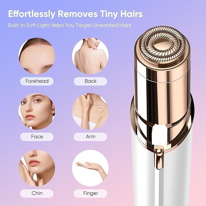VIFERA Facial Hair Remover Machine for Women - Face, Chin, Cheek, Eyebrow & Upper Lip Hair Remover, USB Rechargeable Epilator With Light(White) - Image 2