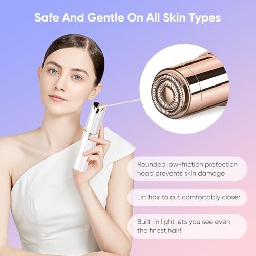 VIFERA Facial Hair Remover Machine for Women - Face, Chin, Cheek, Eyebrow & Upper Lip Hair Remover, USB Rechargeable Epilator With Light(White) - Image 3
