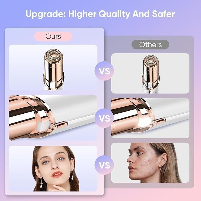 VIFERA Facial Hair Remover Machine for Women - Face, Chin, Cheek, Eyebrow & Upper Lip Hair Remover, USB Rechargeable Epilator With Light(White) - Image 4