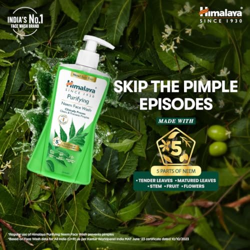 Himalaya Purifying Neem Face Wash | With 5 Parts of Neem & Turmeric | Clears & Prevents Pimples & Acne | Clinically Proven Formula | For Oily & Acne Prone Skin ||For Men and Women| 400ml - Image 3