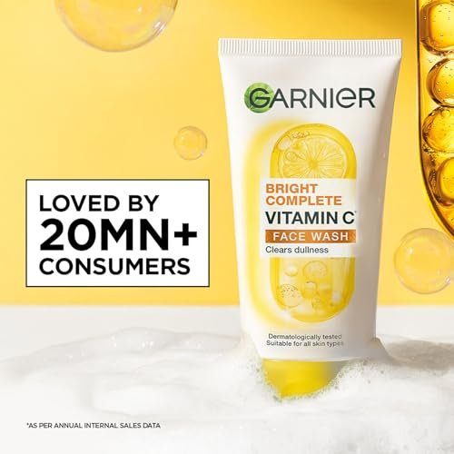 Garnier Bright Complete Vitamin C Face Wash for Brightness & Glow, 160g | Vitamin C facewash for women and men | Daily Cleanser Suitable for all skin types | For Brightening and Glowing skin - Image 2