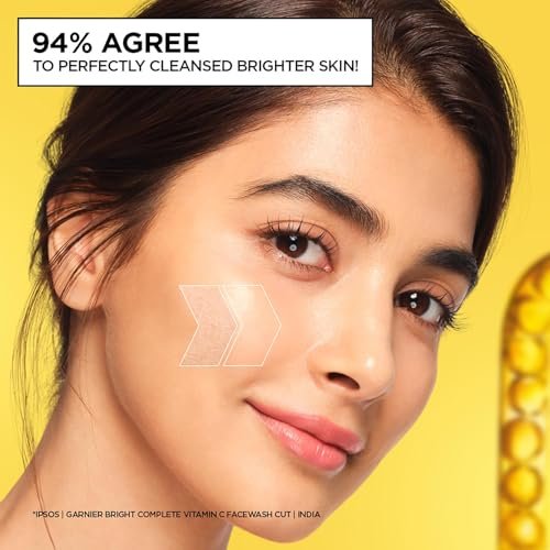 Garnier Bright Complete Vitamin C Face Wash for Brightness & Glow, 160g | Vitamin C facewash for women and men | Daily Cleanser Suitable for all skin types | For Brightening and Glowing skin - Image 3