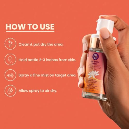 Yu n Me Dryness Control Intimate Spray for Women | 60ml Feminine Hygiene Spray | Lotus & Chicory Extracts | pH Balanced Vaginal Dryness Relief | Dermatologically Tested | Paraben & Sulfate Free | PO1 - Image 4