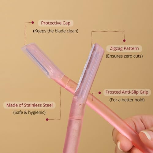 Carmesi Reusable Face Razor for Women Facial Hair- 3 Razors | Instant & Painless Hair Removal | For Eyebrows, Upper Lip, Forehead, Peach Fuzz, Chin and Sideburns | Dermaplaning Tool - Image 3