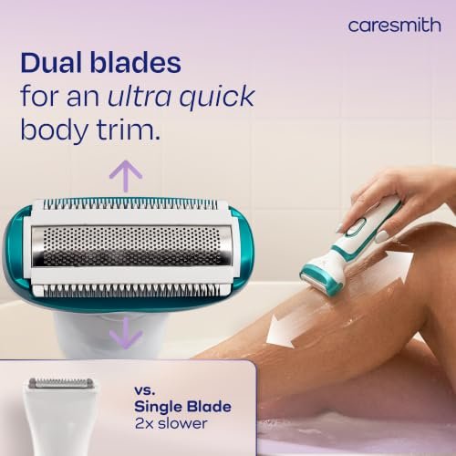 Caresmith Bloom 4 in 1 Face & Body Hair Trimmer for Women | 3 Heads- Body Trimmer & Shaver, Face Trimmer & Eyebrow Trimmer | Rechargeable | Hair Removal Machine for Women, Green - Image 3