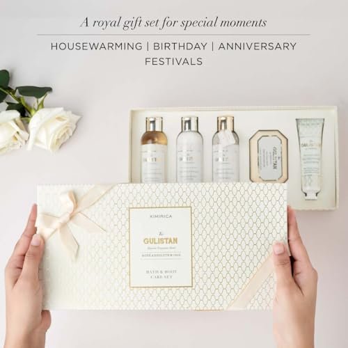 Kimirica The Royal Gulistan Luxury Gift Set for Women & Men| Pampering Kit for Anniversary, Birthdays & All Special Occasions | Majestic fragrance of Rose | 5 Piece Gift Set | 100% Vegan - Image 4
