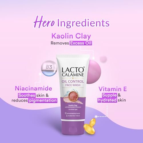 Lacto Calamine Face Wash For Oily Skin |100ml each- Pack of 2 | Kaolin Clay, Niacinamide & Vitamin E | Facewash Reduces Excess Oil, Controls Pimples, Blackheads & Whiteheads |Face wash For Women & Men - Image 4