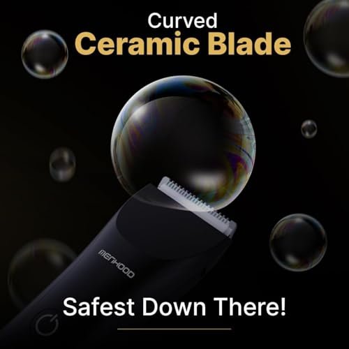 MENHOOD Trimmer 1.0 Waterproof Manscaping Body Ball Trimmer for Men Private Part Pubic Hair Groomer Ceramic Blade 4 Lengths (3/6/9/12mm) 150 Min Runtime Black - Image 3