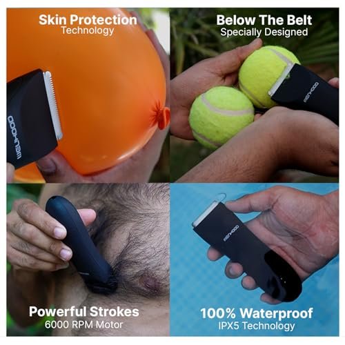 MENHOOD Trimmer 1.0 Waterproof Manscaping Body Ball Trimmer for Men Private Part Pubic Hair Groomer Ceramic Blade 4 Lengths (3/6/9/12mm) 150 Min Runtime Black - Image 4