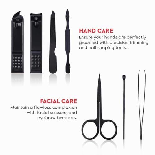 Gleva Stainless Steel Manicure Set, Manicure Pedicure Kit, Eyebrow Scissor, Nail Cutter, Diagonal Nail Clipper, Nail File, Ear Pick, Nail Cleaner & Eyebrow Tweezer Personal Care Nail Clipper Kit For Men & Women (Set of 7) - Image 4