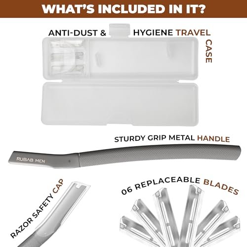 RUBAB MEN Pro Metal Razor for Beard Shaping | With 06 Blades & Travel Case - Image 3