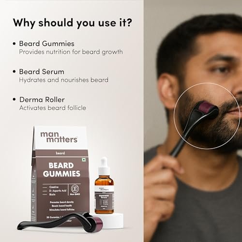 Man Matters Ultimate Beard Growth Kit With Beard Serum, Beard Gummies & Advance Derma Roller | With 4% Anagain, 1% Rosemary, Biotin | For Beard Growth & Nourishment | SLS & Alcohol Free - Image 3