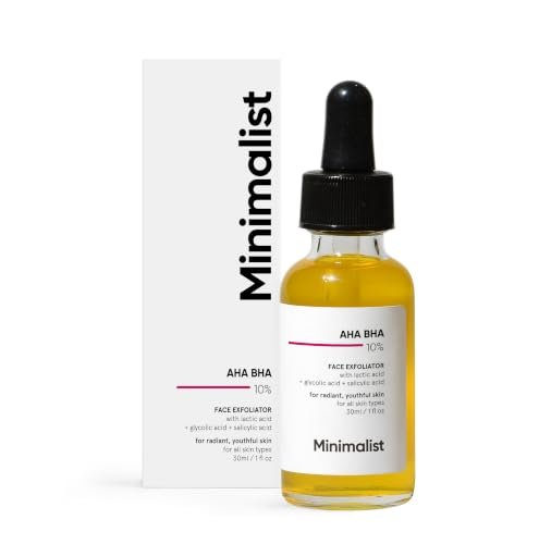 Minimalist 10% AHA BHA Exfoliating Serum For Beginners, AHAs (Lactic Acid & Glycolic Acid) & BHA (Salicylic Acid) Serum, 30ml