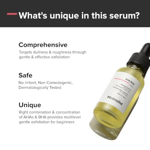 Minimalist 10% AHA BHA Exfoliating Serum For Beginners, AHAs (Lactic Acid & Glycolic Acid) & BHA (Salicylic Acid) Serum, 30ml - Image 4