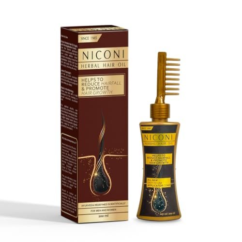 Niconi Herbal Hair Oil | Suitable for Men & Women | Applicator Bottle|Helps Reduce Hair Fall & Dandruff | Contains Coconut, Rosemary, Castor, Bhringraj, Eucalptus, Shikakai, Methi, Bhrami, Neem Oil | 200ml
