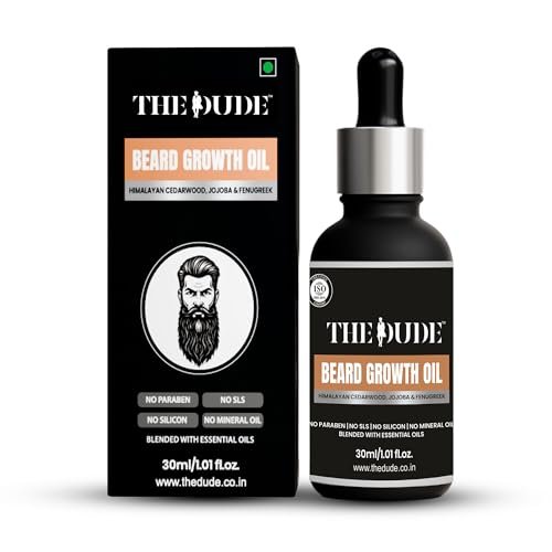 THE DUDE Beard Growth Oil for Men - 30 ml | Himalayan Cedarwood, Jojoba & Fenugreek | Promotes Thicker Beard | For Patchy Uneven Growth