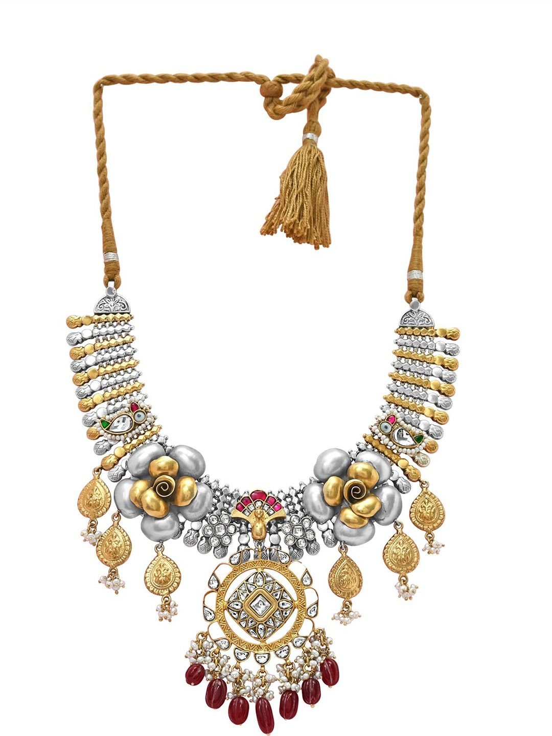 925 SILLER 925 SILLER Silver Rhodium-Plated Antique Statement Necklace