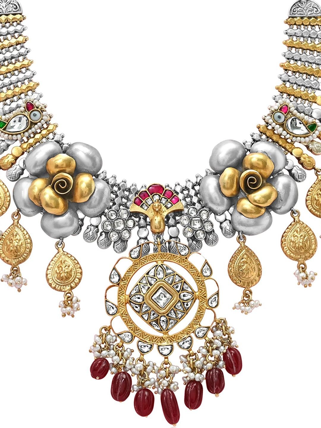 925 SILLER 925 SILLER Silver Rhodium-Plated Antique Statement Necklace - Image 2