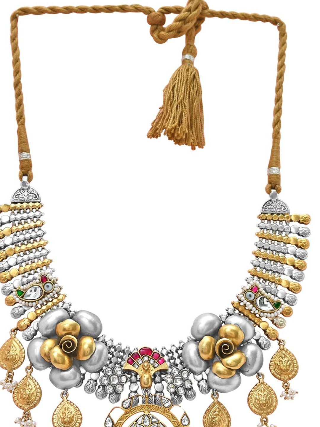 925 SILLER 925 SILLER Silver Rhodium-Plated Antique Statement Necklace - Image 3