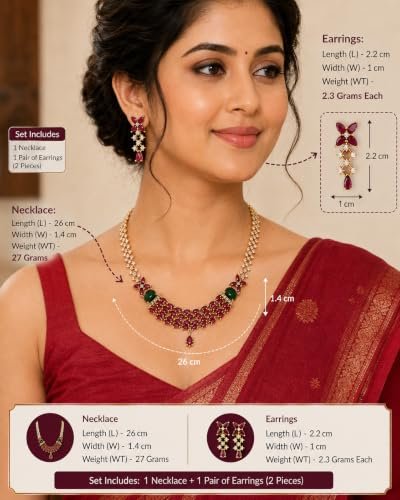 Sasitrends Traditional Micro Gold Plated American Diamond Stone Designer Jewellery Set for Women & Girls… - Image 3