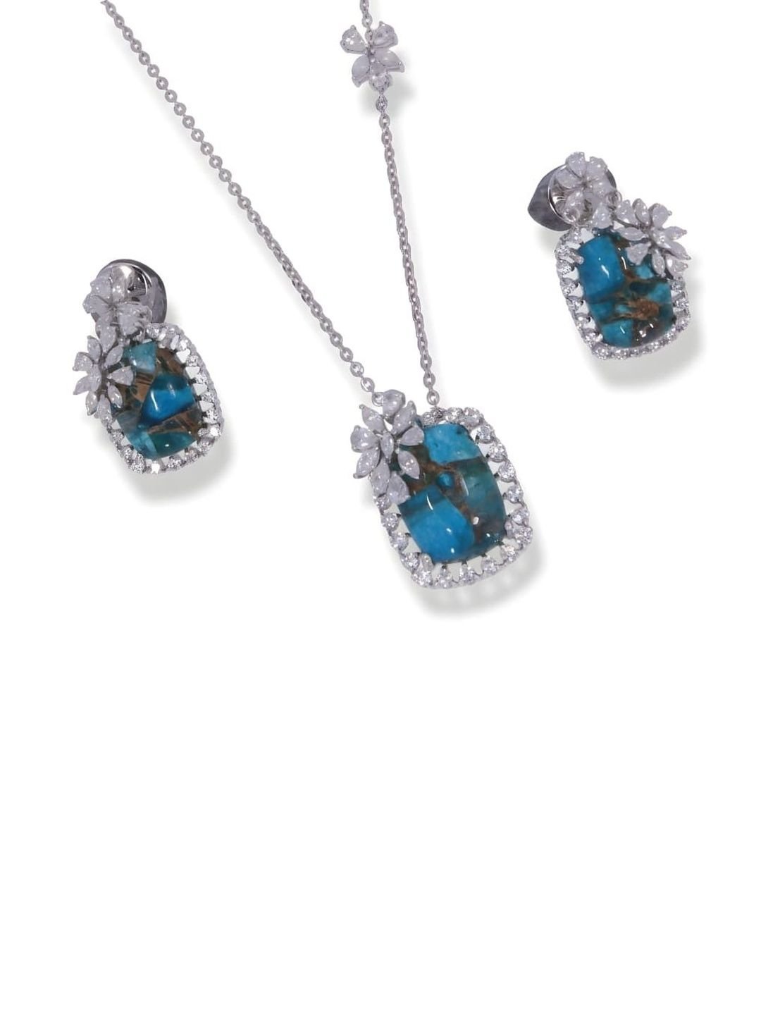 JOY & SHINE JOY & SHINE Silver-Plated Cubic Zirconia Stone-Studded Jewellery Set