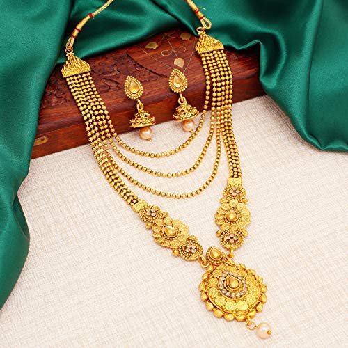 Sukkhi Ethnic Gold Plated Kundan Multi-String Set of 3 Necklace with Jhumki Earrings Combo for Women & Girls (SKR48716) - Image 2