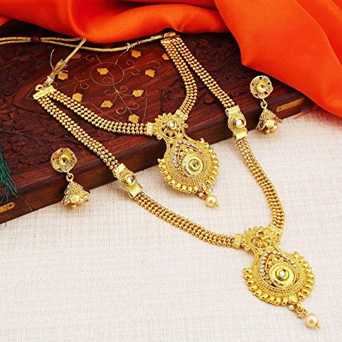 Sukkhi Ethnic Gold Plated Kundan Multi-String Set of 3 Necklace with Jhumki Earrings Combo for Women & Girls (SKR48716) - Image 4