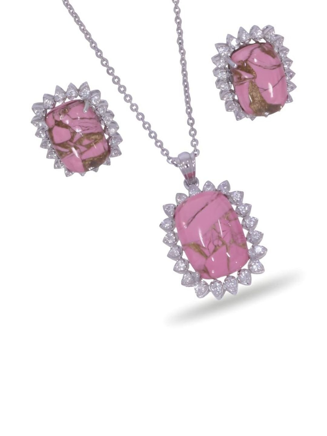 JOY & SHINE JOY & SHINE Silver-Plated Cubic Zirconia Stone-Studded Jewellery Set - Image 3