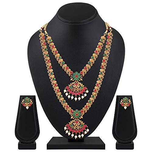 Shining Diva Fashion Latest Combo Design Pearl Necklace Set for Women Traditional Gold Plated Jewellery Set for Women (Multicolor) (10592s) - Image 2