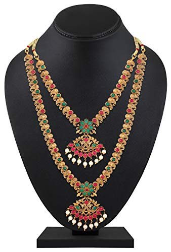 Shining Diva Fashion Latest Combo Design Pearl Necklace Set for Women Traditional Gold Plated Jewellery Set for Women (Multicolor) (10592s) - Image 4