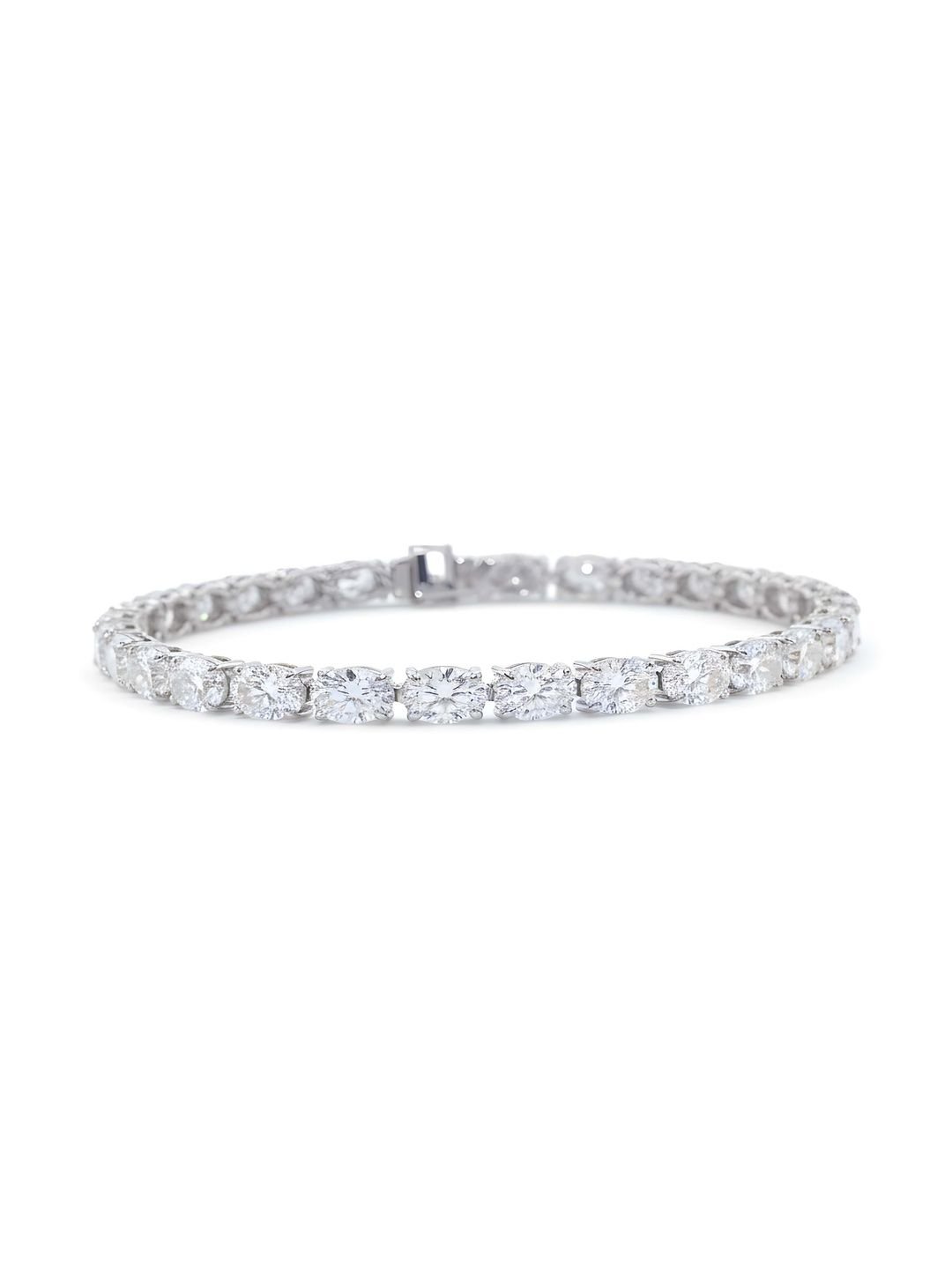 JOY & SHINE Women Sterling Silver Cubic Zirconia Silver-Plated Link Bracelet