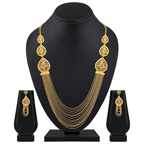 Shining Diva Fashion One Gram Gold Plated Latest Long Chain Traditional Necklace Jewellery Set for Women - Image 2