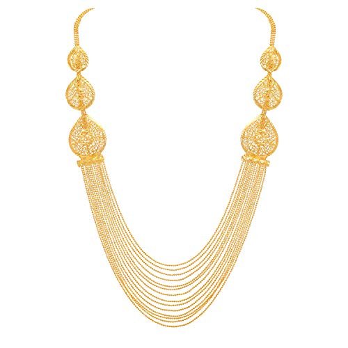 Shining Diva Fashion One Gram Gold Plated Latest Long Chain Traditional Necklace Jewellery Set for Women - Image 4