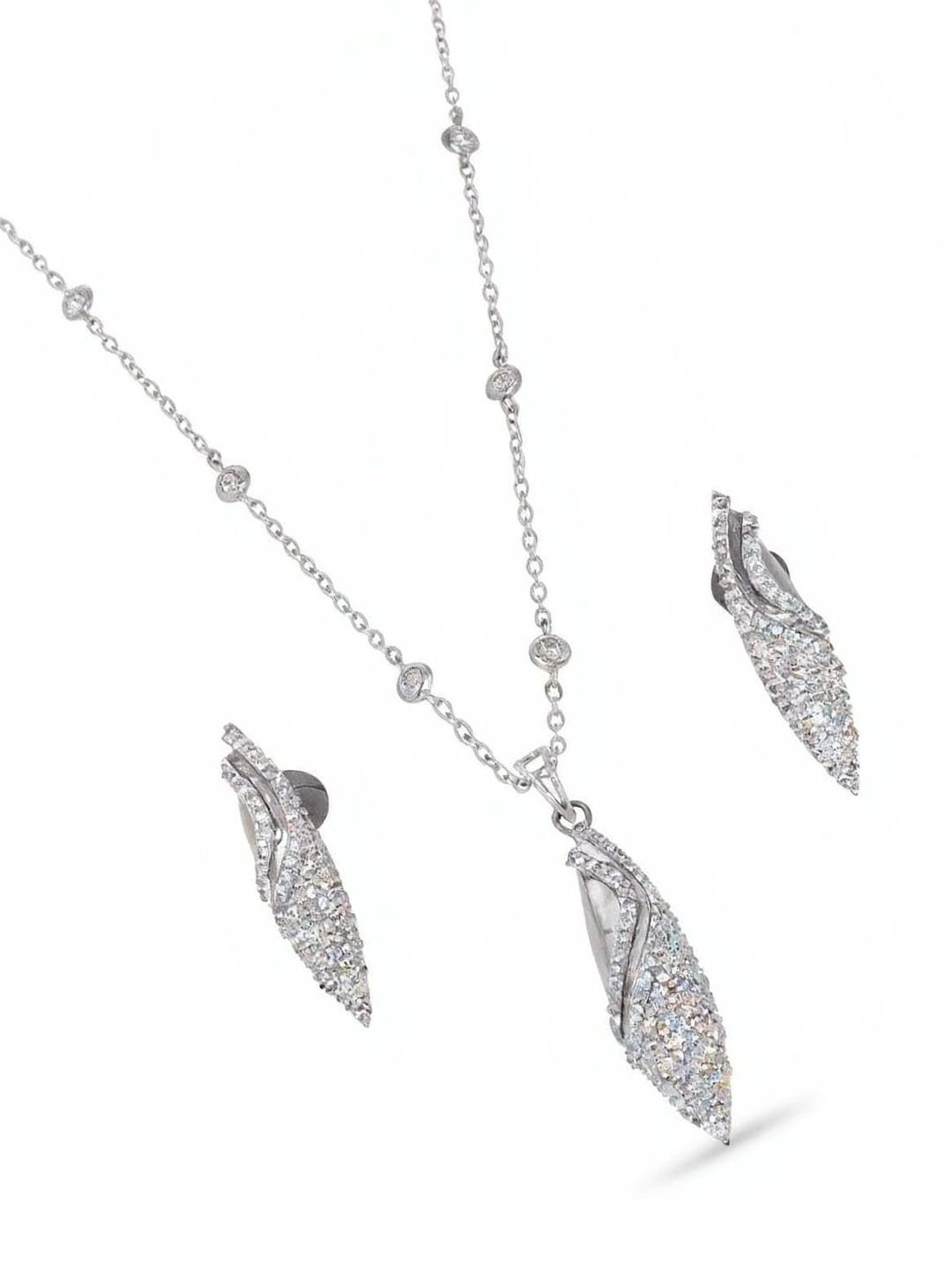JOY & SHINE Silver-Plated Cubic Zirconia Stone-Studded Jewellery Set