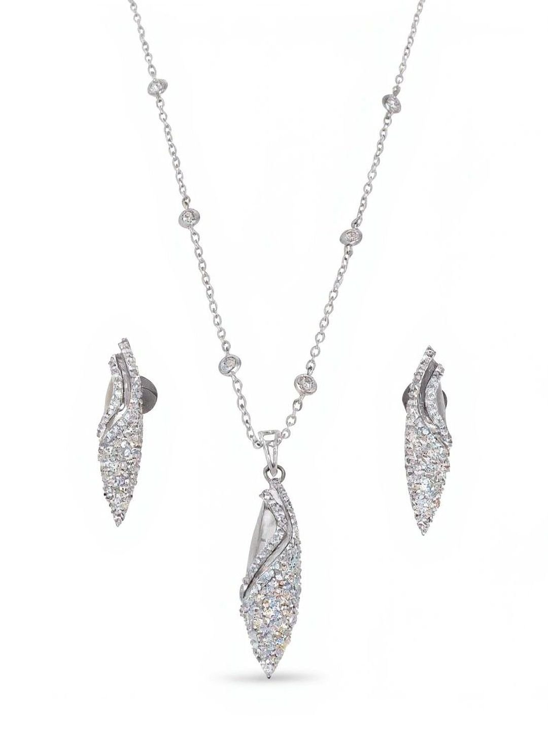 JOY & SHINE Silver-Plated Cubic Zirconia Stone-Studded Jewellery Set - Image 2