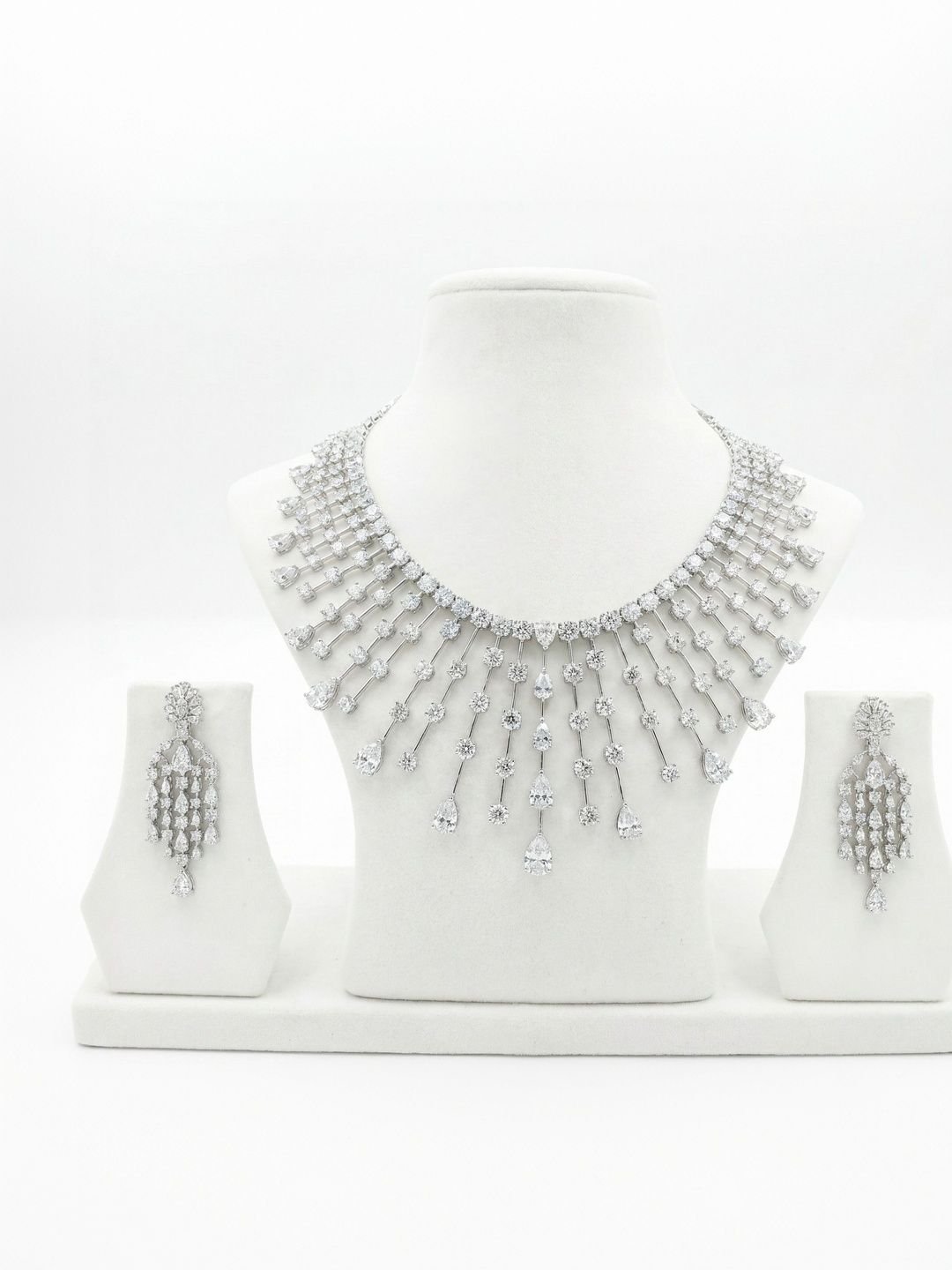 92FIVE JEWELS Sterling Silver Gold-Plated Cubic Zirconia Necklace and Earrings - Image 4