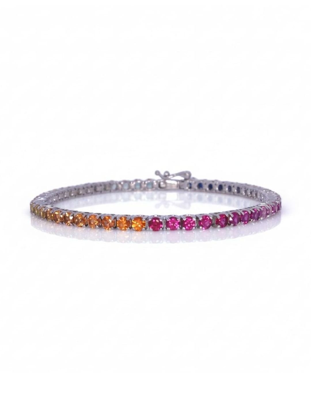 JOY & SHINE Women Sterling Silver Cubic Zirconia  Silver-Plated Link Bracelet - Image 3