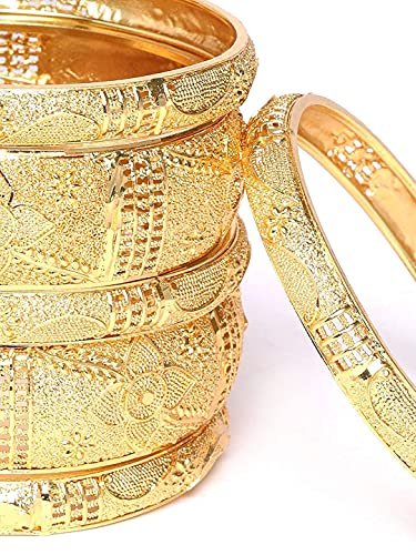 YouBella Fashion Jewellery Traditional Gold Plated Original Gold Look Bracelet Bangle Set of 6 Bangles Jewellery For Girls and Women - Image 3