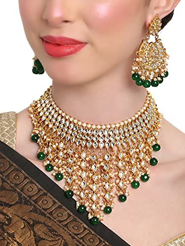Shining Diva Fashion Latest Stylish Choker Traditional Pearl Kundan Necklace Jewellery Set for Women - Image 3